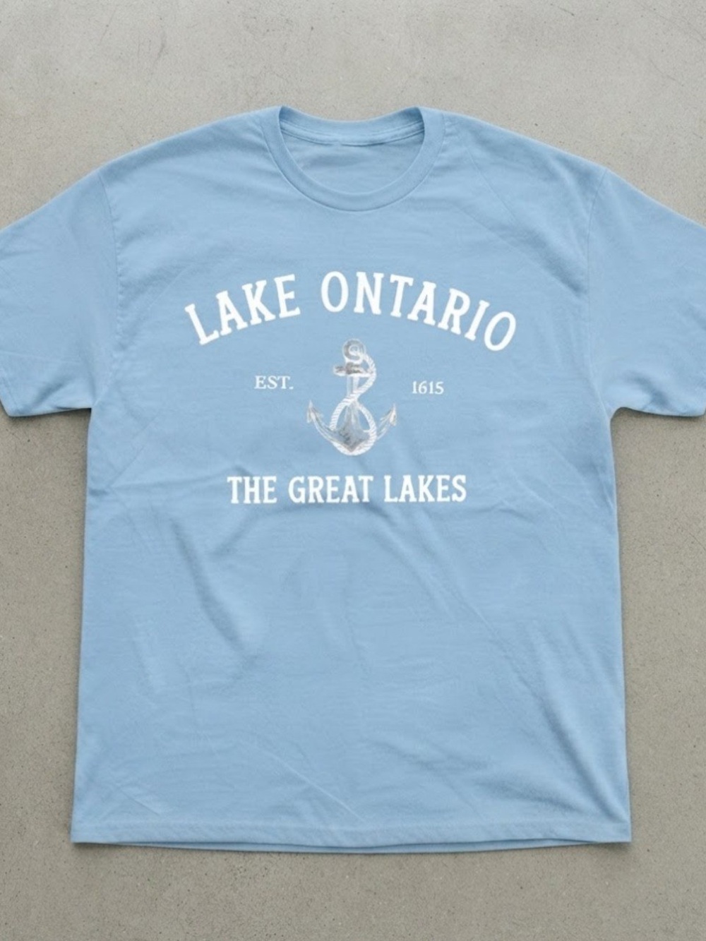 Lake Ontario Anchor Gildan T-Shirt Light Blue Graphic Tee
